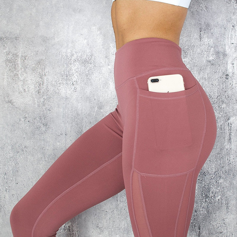 Mesh Stitching Leggings Polyester Exercise Slim Leggings