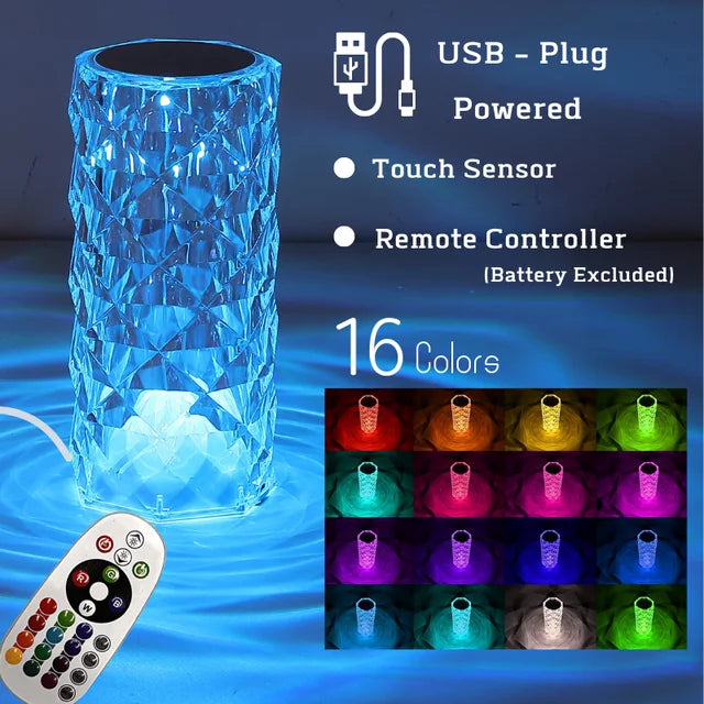 Crystal decorative desk lamp touch remote control