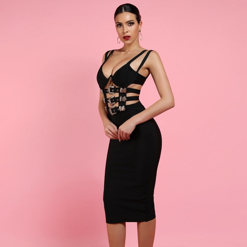 Black Evening Dress New Sexy V Neck Bodycon Dress