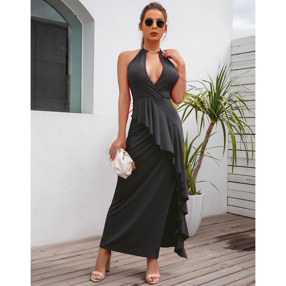 Dress Summer New Women's Temperament Slit Pleated