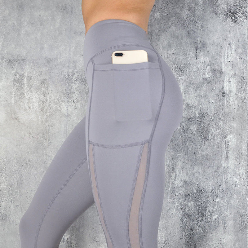 Mesh Stitching Leggings Polyester Exercise Slim Leggings