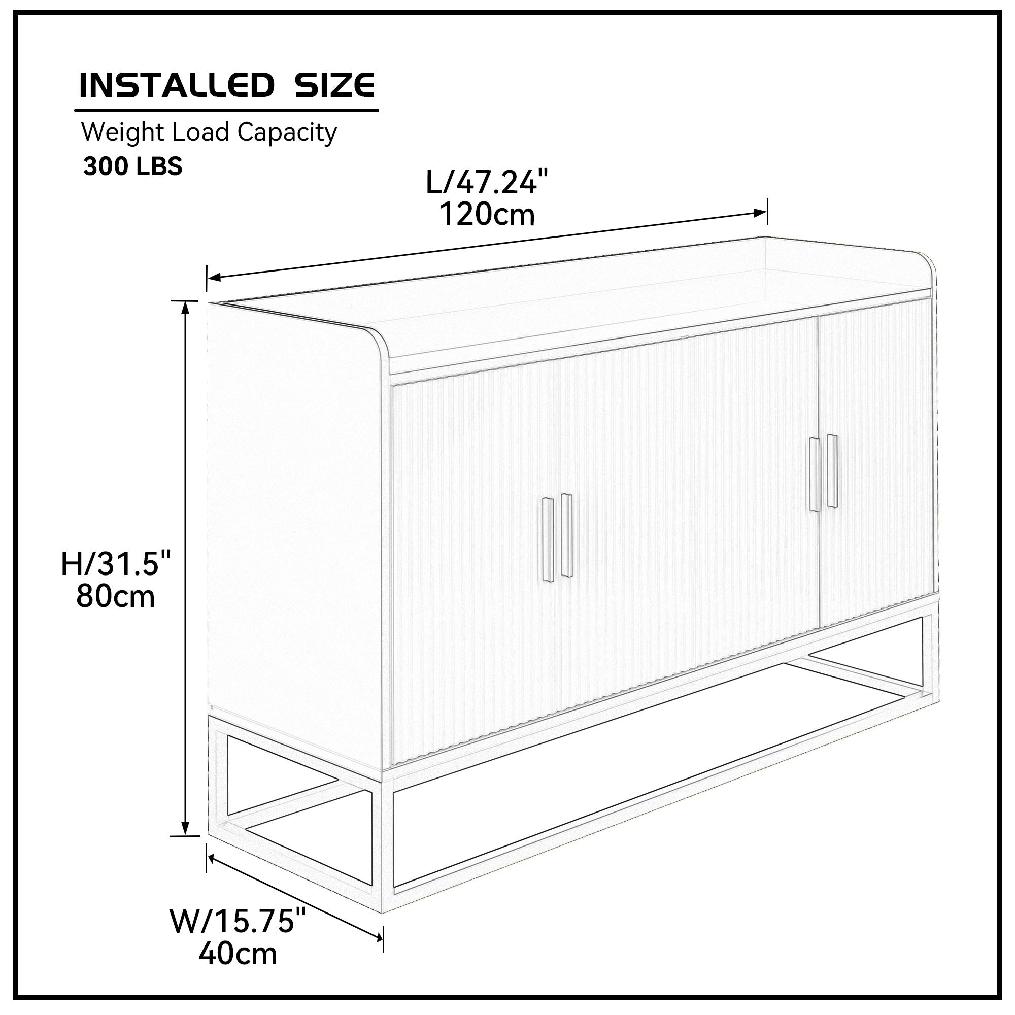 Modern Kitchen Buffet Storage Cabinet Cupboard Gloss with Metal Legs