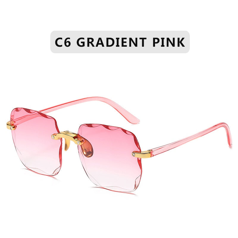 Square Rimless Sunglasses Women Luxury Brand Designer