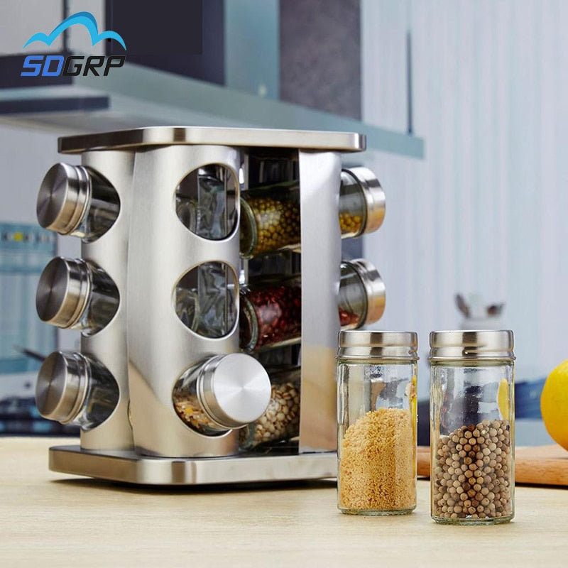 12Pc Kitchen Spice Jars Storage