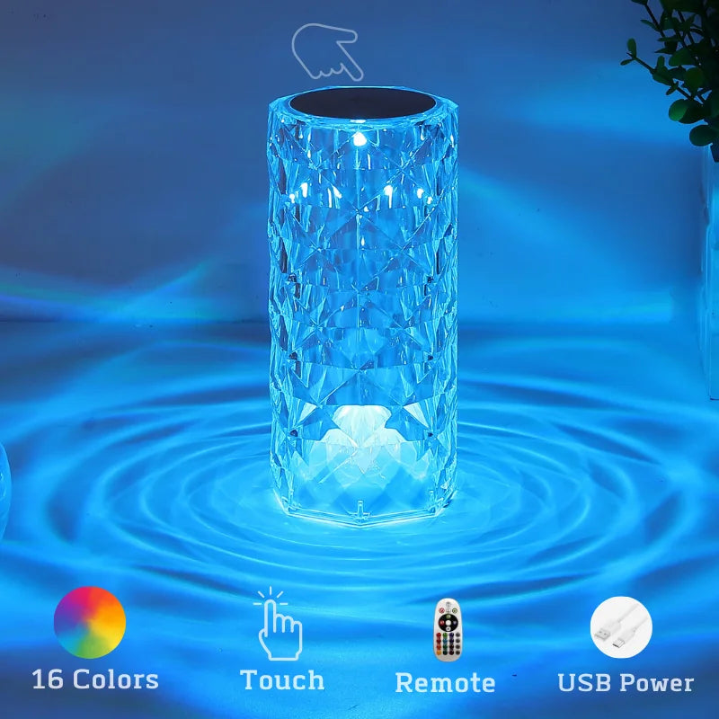 Crystal decorative desk lamp touch remote control