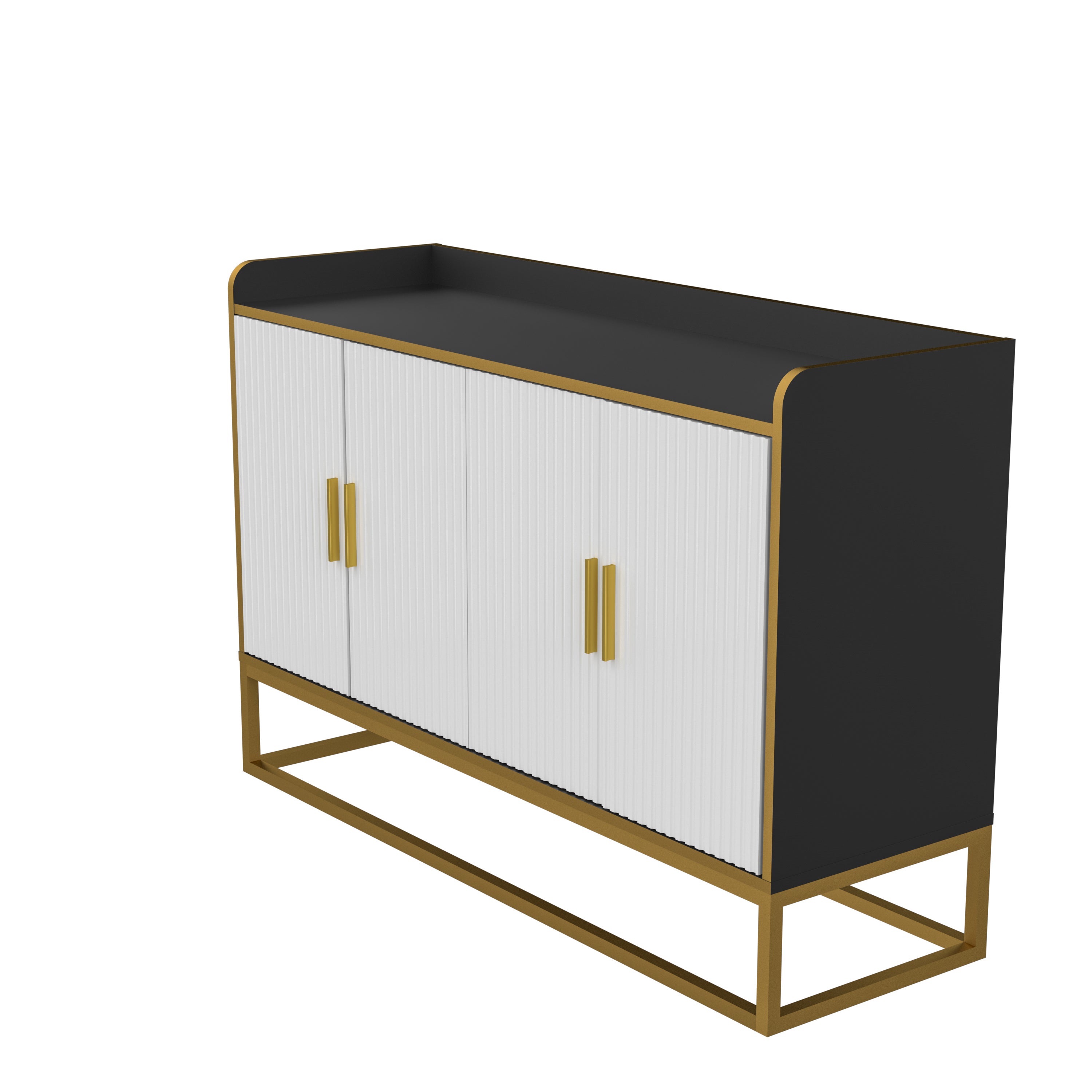 Modern Kitchen Buffet Storage Cabinet Cupboard Gloss with Metal Legs