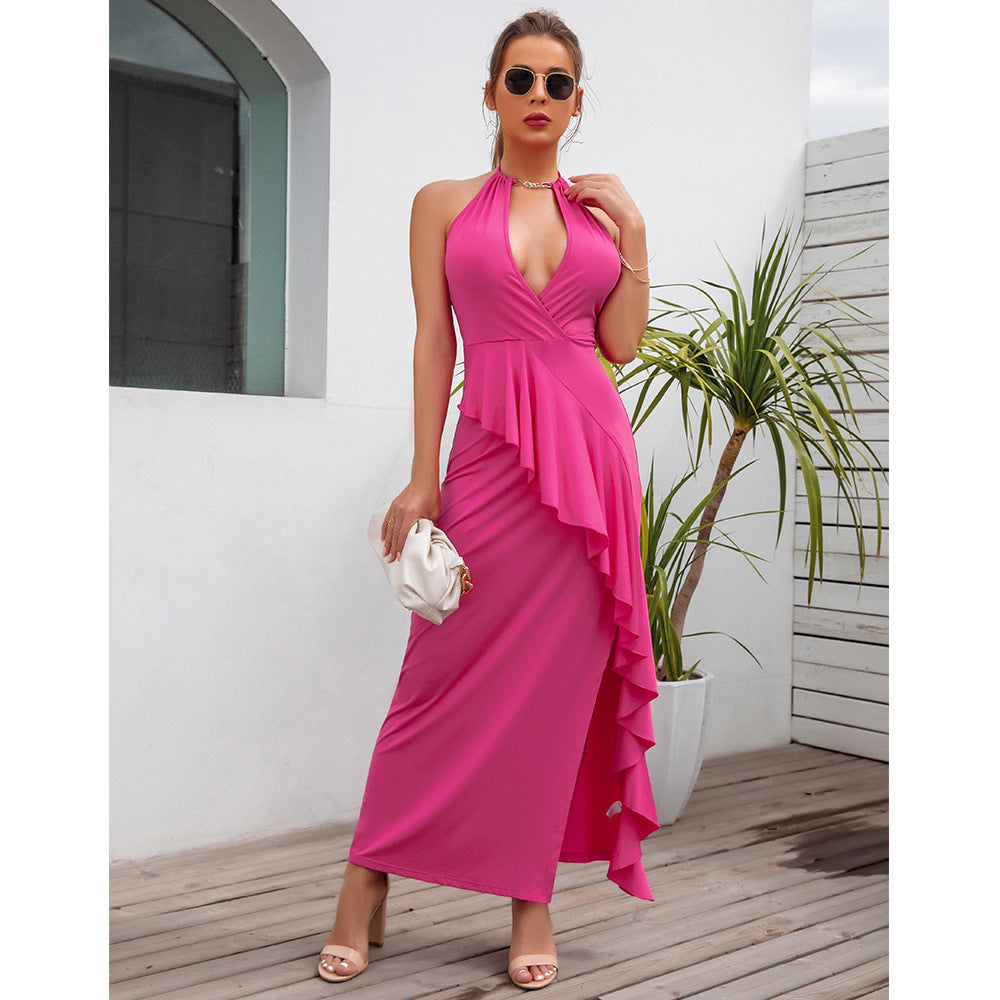 Dress Summer New Women's Temperament Slit Pleated