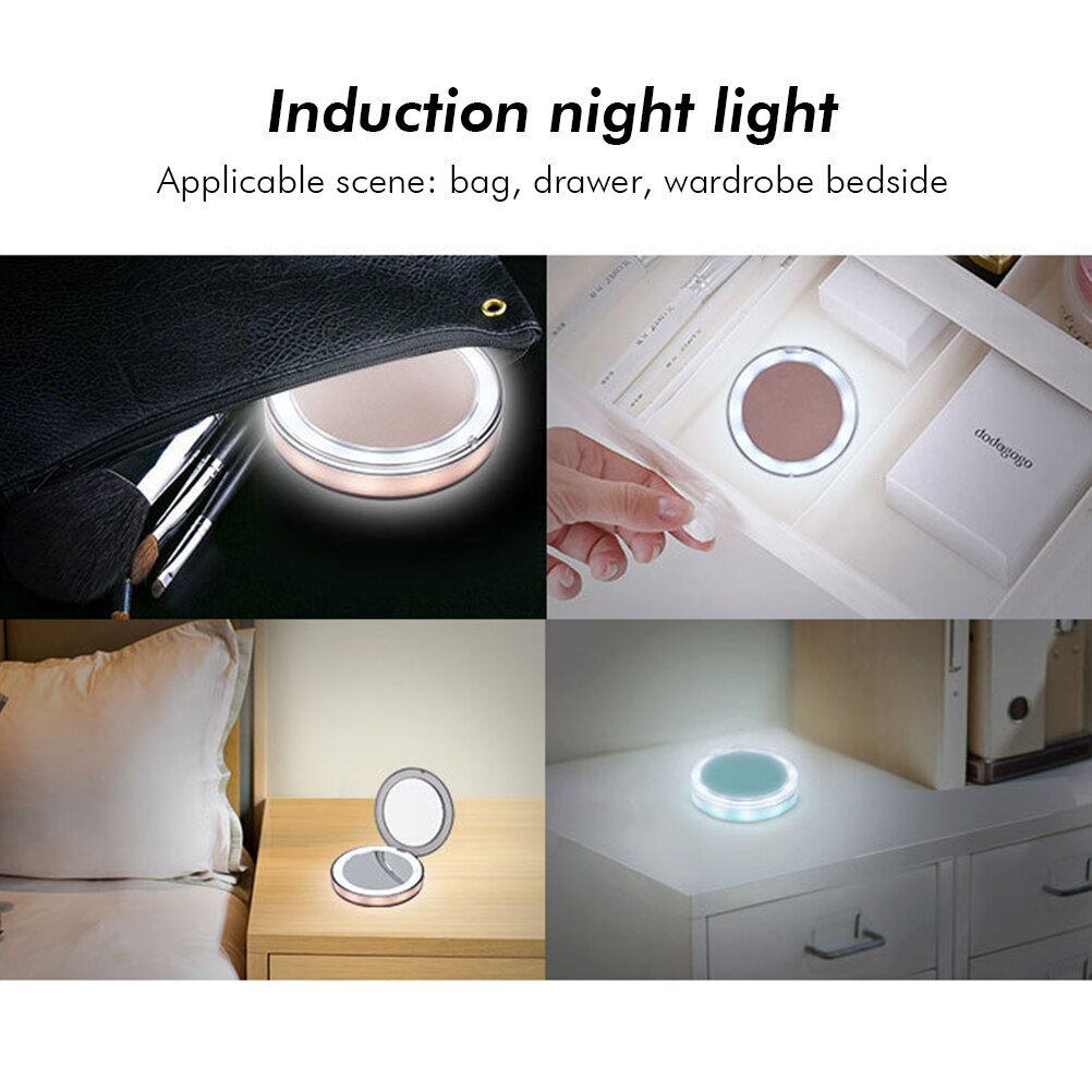 LED Lighted Vanity Travel Makeup Foldable Compact USB Charging Mirror