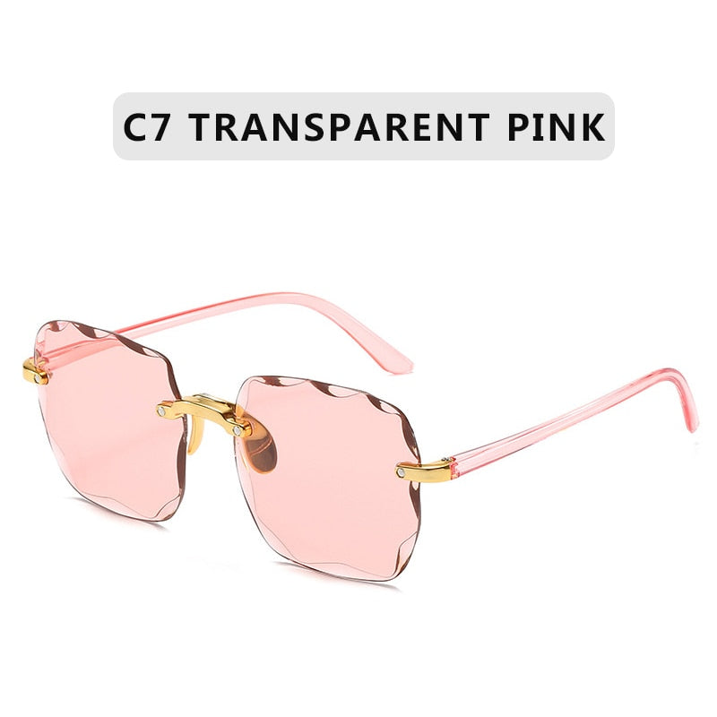 Square Rimless Sunglasses Women Luxury Brand Designer