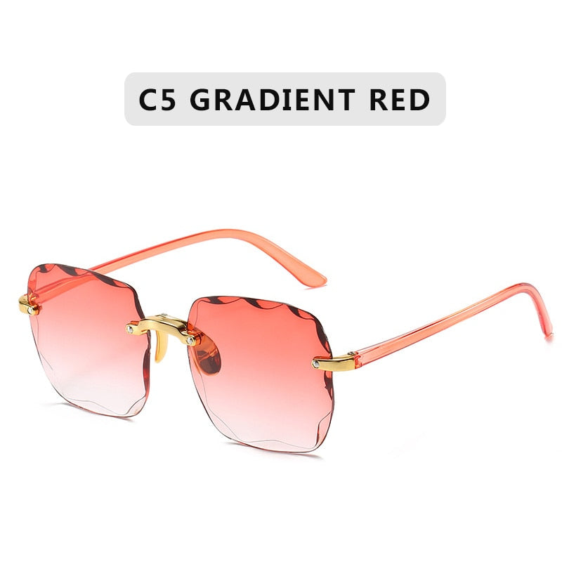 Square Rimless Sunglasses Women Luxury Brand Designer