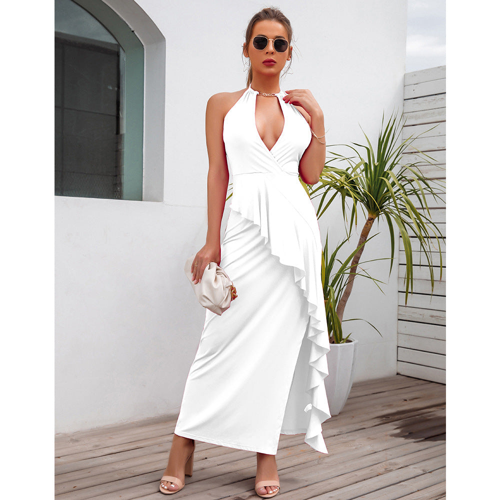 Dress Summer New Women's Temperament Slit Pleated