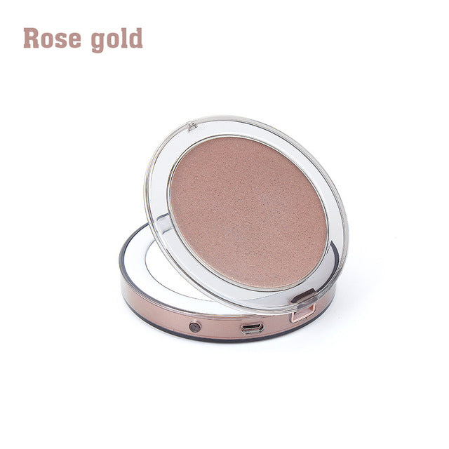 LED Lighted Vanity Travel Makeup Foldable Compact USB Charging Mirror