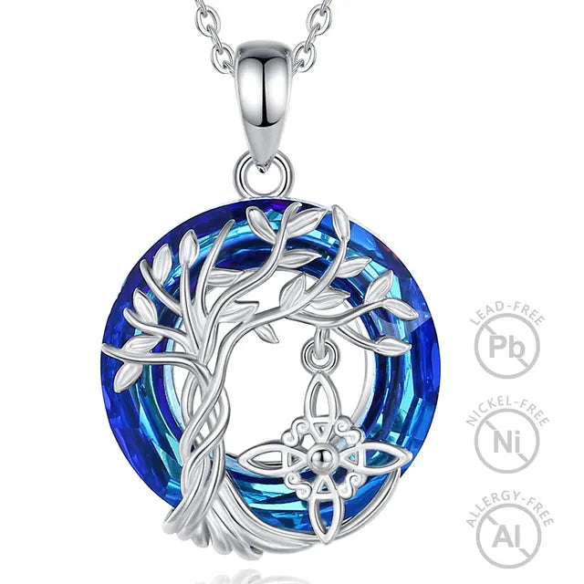 Necklace for Men Women Austrian Crystal Tree of Life Necklaces