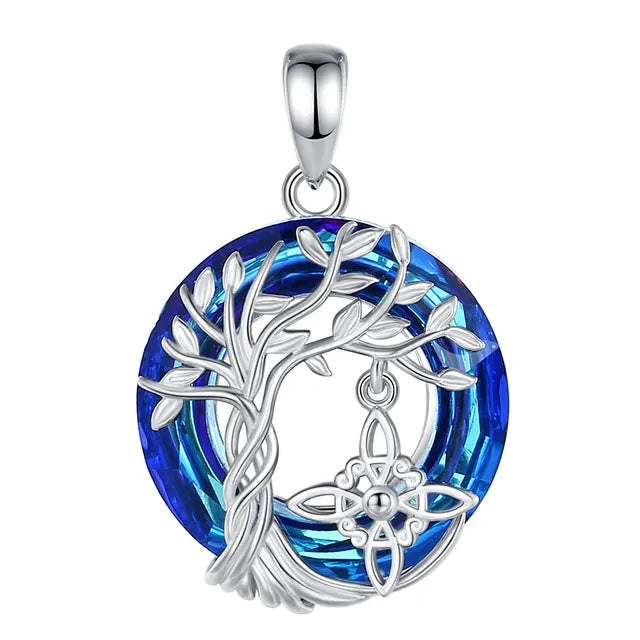 Necklace for Men Women Austrian Crystal Tree of Life Necklaces