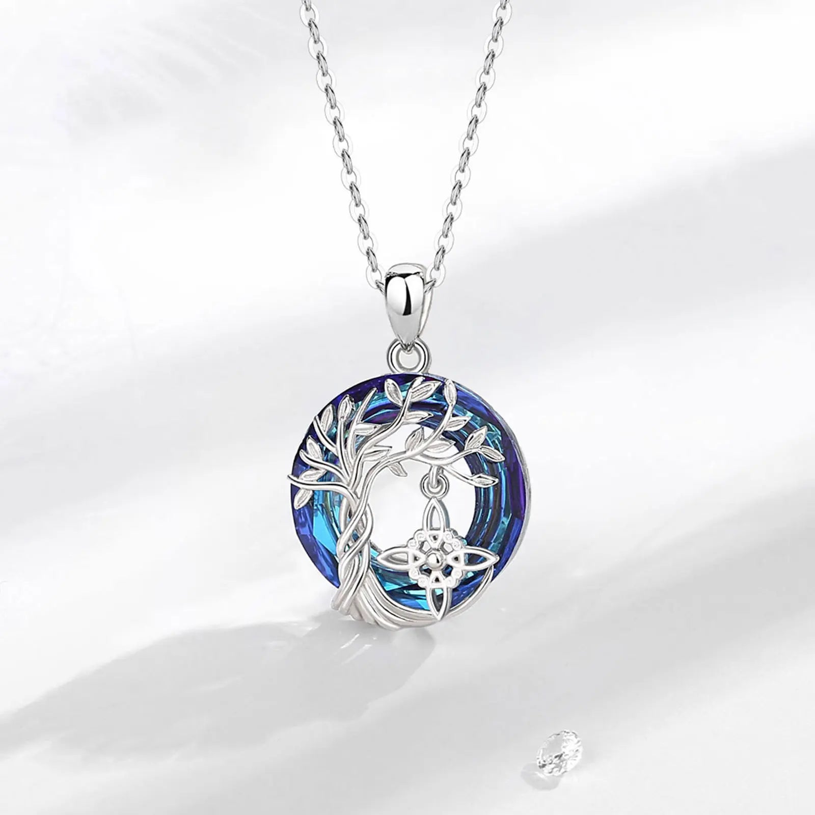 Necklace for Men Women Austrian Crystal Tree of Life Necklaces