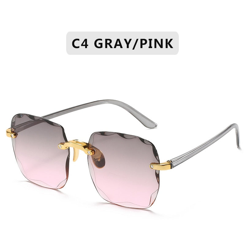 Square Rimless Sunglasses Women Luxury Brand Designer