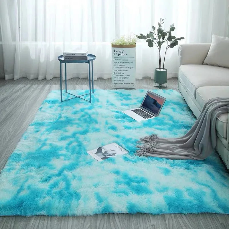 Grey Carpet Tie Dyeing Plush Soft Carpets For Living Room