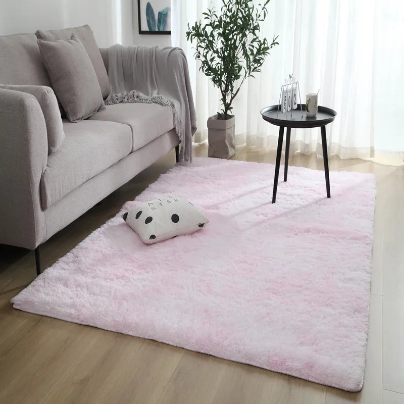 Grey Carpet Tie Dyeing Plush Soft Carpets For Living Room