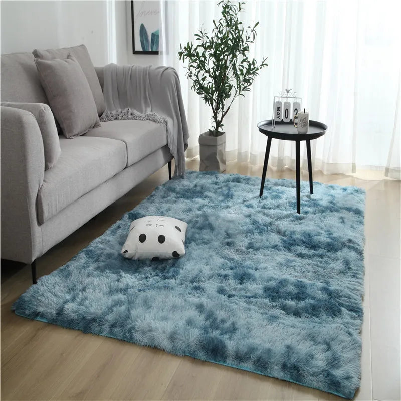 Grey Carpet Tie Dyeing Plush Soft Carpets For Living Room