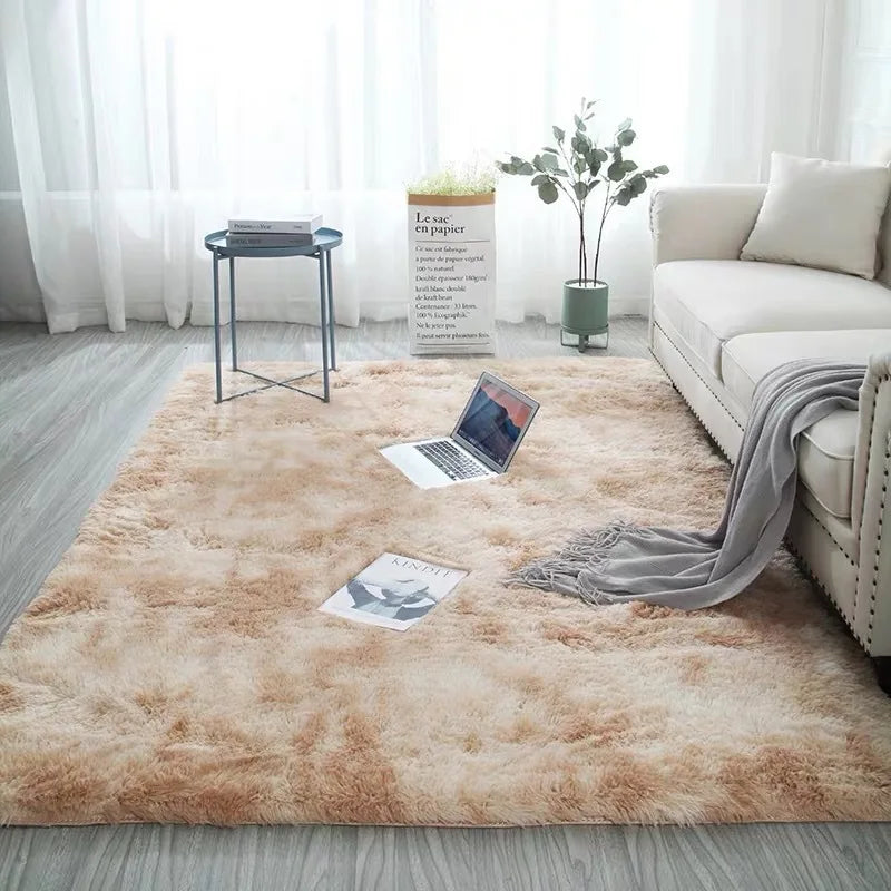 Grey Carpet Tie Dyeing Plush Soft Carpets For Living Room