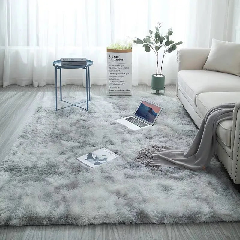 Grey Carpet Tie Dyeing Plush Soft Carpets For Living Room