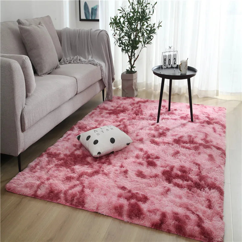 Grey Carpet Tie Dyeing Plush Soft Carpets For Living Room