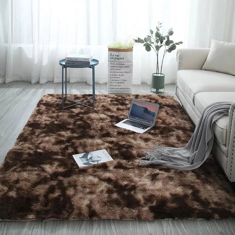 Grey Carpet Tie Dyeing Plush Soft Carpets For Living Room