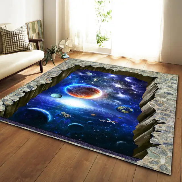 Nordic Carpets Soft Flannel 3D Printed Area Rugs Parlor Galaxy Space Mat