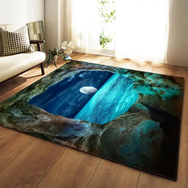 Nordic Carpets Soft Flannel 3D Printed Area Rugs Parlor Galaxy Space Mat