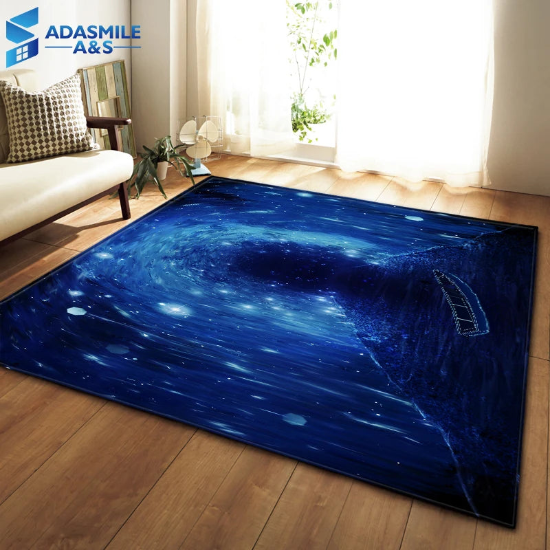 Nordic Carpets Soft Flannel 3D Printed Area Rugs Parlor Galaxy Space Mat