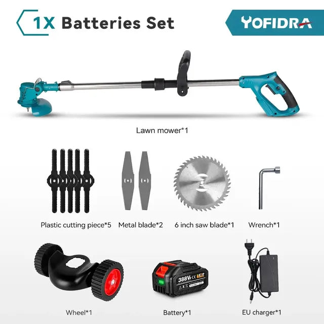 YOFIDRA Electric Lawn Mower Handheld Length Adjustable Cutter