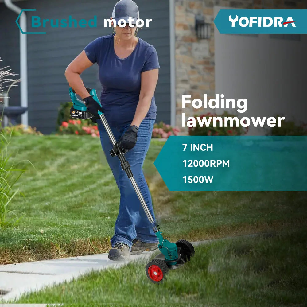 YOFIDRA Electric Lawn Mower Handheld Length Adjustable Cutter