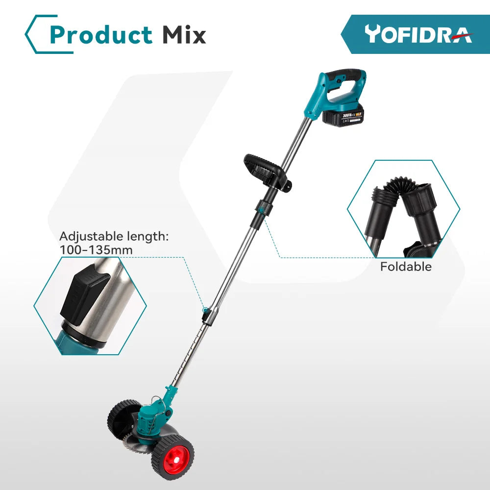 YOFIDRA Electric Lawn Mower Handheld Length Adjustable Cutter